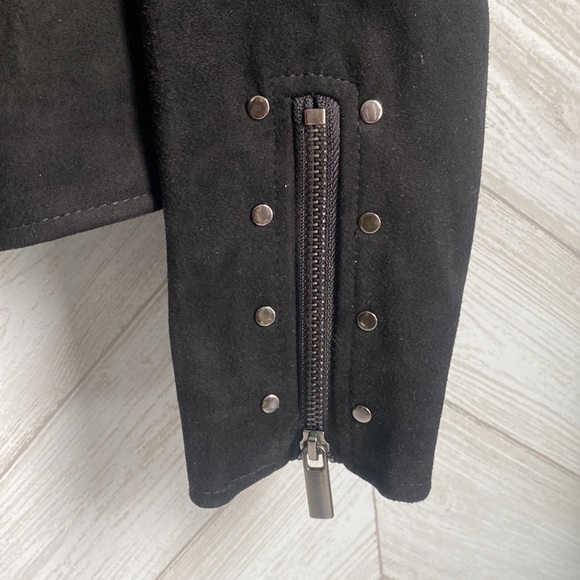 NEW Kut from the Kloth Marlowe faux suede Moto jacket black xs - Picture 4 of 7